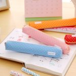 1 Pcs Cute Candy Color Pencil Case Kawaii Dot Canvas Pen Bag Stationery Pouch For Girls Gift Office School Supplies