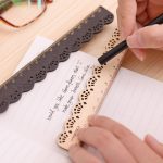1 Pcs Korea Zakka Kawaii Cute Stationery Lace Brown Wood Ruler Sewing Ruler Office School Accessories - Image 2