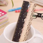 1 Pcs Korea Zakka Kawaii Cute Stationery Lace Brown Wood Ruler Sewing Ruler Office School Accessories - Image 3