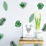 Funlife Green Palm Leaf Wall Stickers Modern Design Nordic Home Decor,Waterproof Bedroom Decoration Children Kids Room Stickers