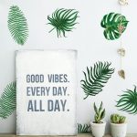 Funlife Green Palm Leaf Wall Stickers Modern Design Nordic Home Decor,Waterproof Bedroom Decoration Children Kids Room Stickers - Image 3