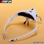 HOMFUN Diamond Painting Embroidery 1.0X 1.5X 2.0X 2.5X 3.5X Adjustable 5 Lens Loupe LED Light Headband Magnifier Glass With Lamp - Image 5