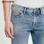 JackJones Slim Fit Men's Jeans Frayed Cuffs Ripped Male Denim Jeans Spray Paints Jeans Menswear| 219332537 - Image 4
