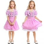 Kids Girls Beer Festival Costume Pink Plaid Daily Wear Fancy Oktoberfest Performance Dress