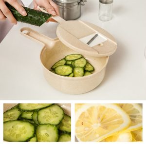 Multi-function Graters Round Mandoline Slicer Food Slicer Shredded Kitchen Tool Adjustable Household Kitchenware with Container - Image 3