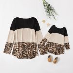 PatPat 2021 Hot Sale Spring and Autumn Stylish Leopard Color Matching Long Sleeve Shirts for Mom and Me Family Look Tops - Image 3