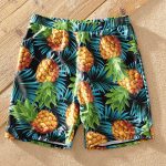 PatPat 2021 New Summer Ruffle Sleeve Swimsuits Family Look Pineapple full print Yellow Sets Family Matching Swimwear - Image 4