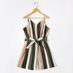 PatPat Colorful Vertical Stripe Matching Sling Shorts Rompers - Image 2