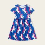 PatPat New Arrival Summer 2021 3-piece Unicorn Allover Striped Print Solid Dresses Children's Clothing - Image 5