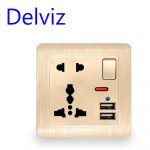 Delviz EU Standard Usb Socket, Gray Embedded Panel,2.1A Dual USB Port, AC 110-250V, UK Wall Power Socket Universal 5 Hole Outlet - Image 5