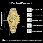MISSFOX Man Watces Luxury Brand CZ Stone Bling Watch Fashion Stainless Steel Square Waterproof Quartz Clock For Male Gift 2020 - Image 2