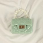Pearl Portable Rhombic Chain Jelly Bag Fashion Shoulder Diagonal Ladies Bag jelly purse  handbags - Image 5