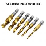Tap Drill Titanium Plated Hex Shank HSS Screw Thread Metric Tap Drill Bits Screw Machine Compound M3 M4 M5 M6 M8 M10 Hand Tools - Image 2