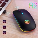 Ultra-thin LED Colorful Lights Rechargeable Mouse Mini Wireless Mute USB Optical Ergonomic Gaming Mouse Notebook Computer Mouse - Image 6